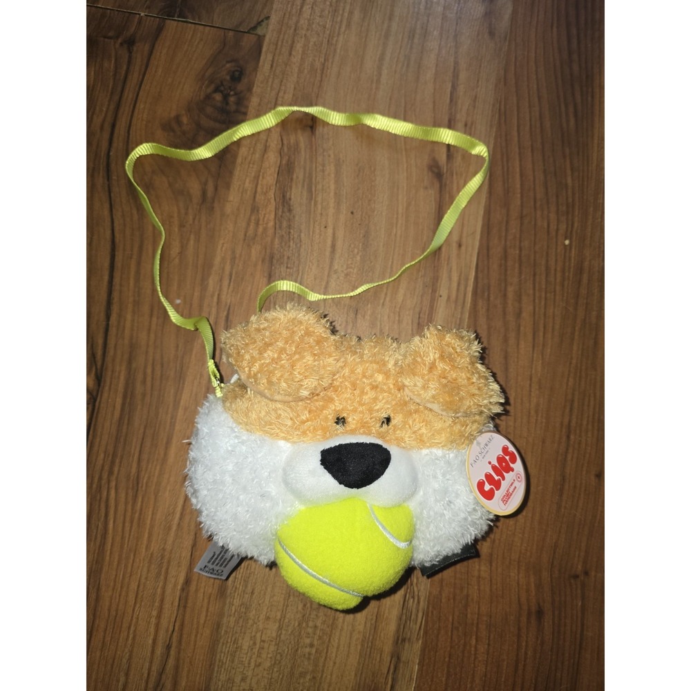 FAO Schwarz Cliqs Plush Puppy Dog Tennis Ball Purse Bag 2324809 NEW